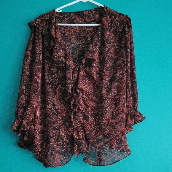 Torrid Black and Brown Paisley Blouse - Picture 1 of 7